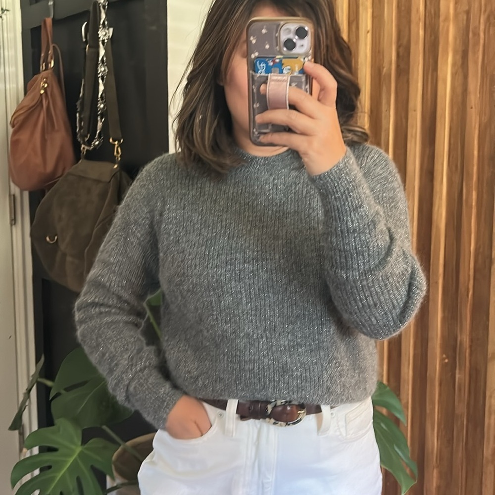 Veronica Beard Melinda Gray Crewneck Baby Alpaca Sweater. Size XS run big